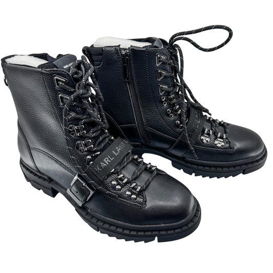 Botas de Combate de Cuero Negro para Hombre