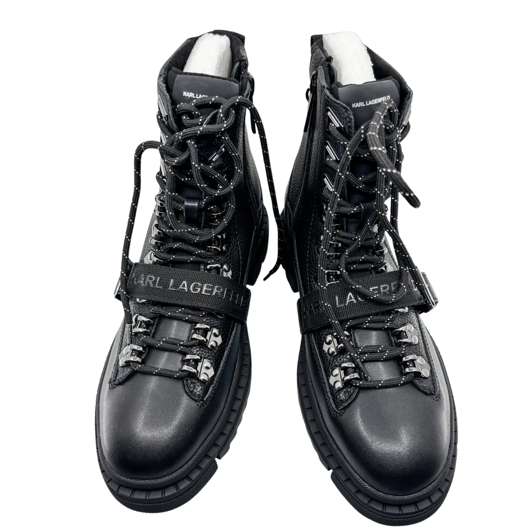 Botas de Combate de Cuero Negro para Hombre