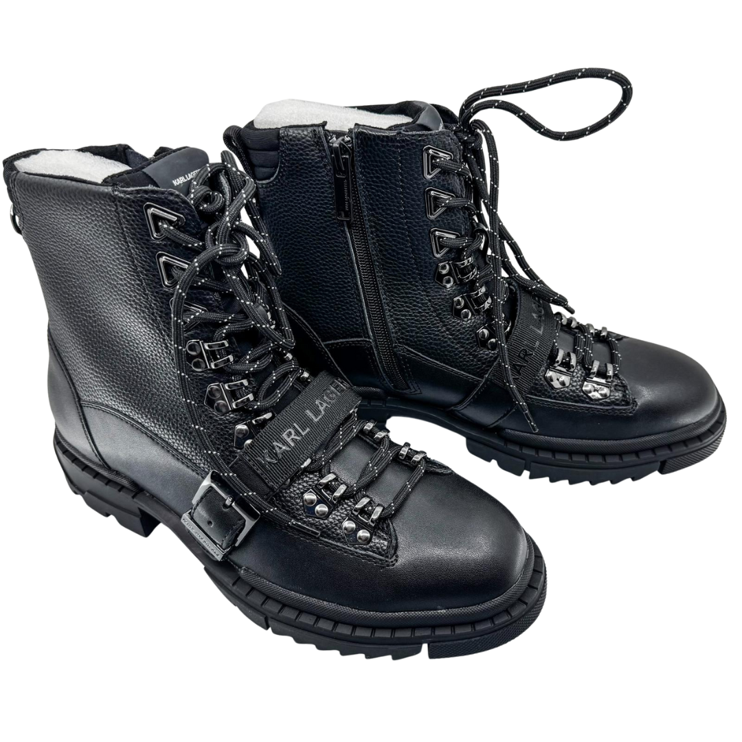 Botas de Combate de Cuero Negro para Hombre