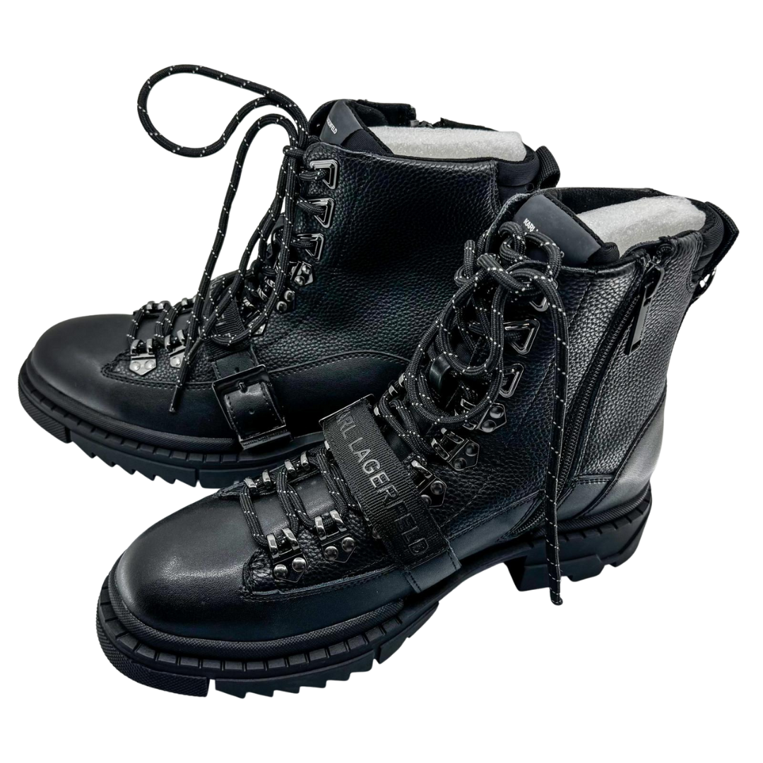 Botas de Combate de Cuero Negro para Hombre