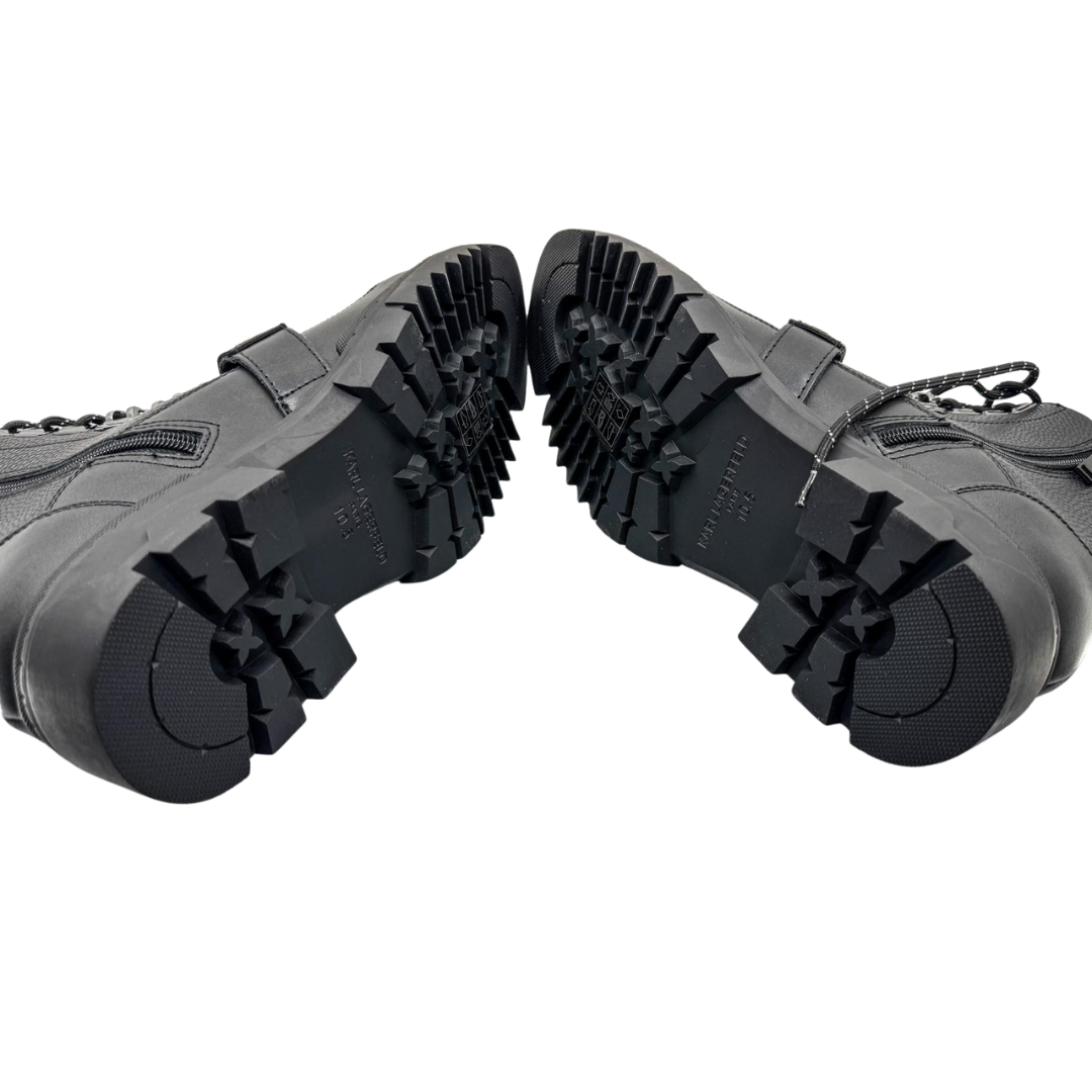 Botas de Combate de Cuero Negro para Hombre