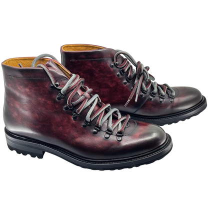 Botas de Cuero Burdeos para Hombre