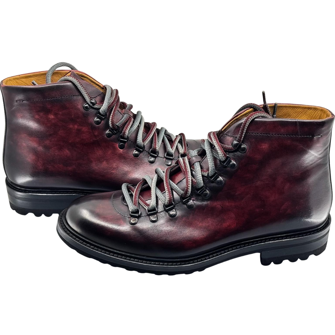 Botas de Cuero Burdeos para Hombre