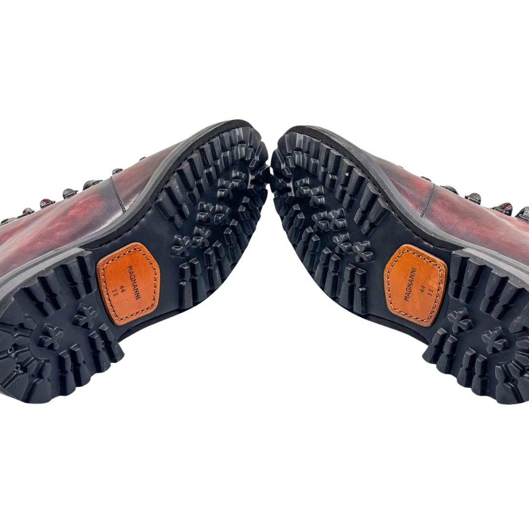 Botas de Cuero Burdeos para Hombre