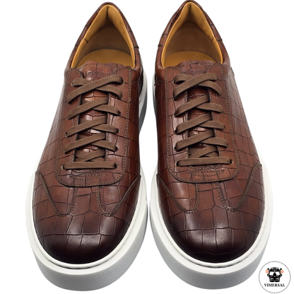 Zapatillas de Cuero con Estampado de Cocodrilo Mino