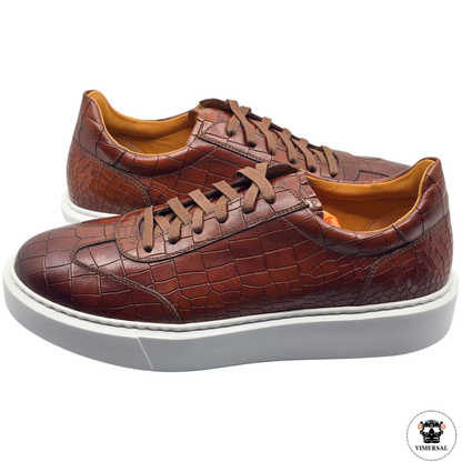 Zapatillas de Cuero con Estampado de Cocodrilo Mino
