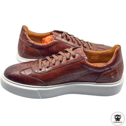 Zapatillas de Cuero con Estampado de Cocodrilo Mino