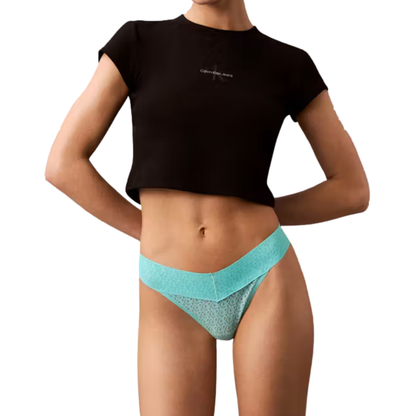 Tanga de Encaje con Logotipo de Icono Calvin Klein