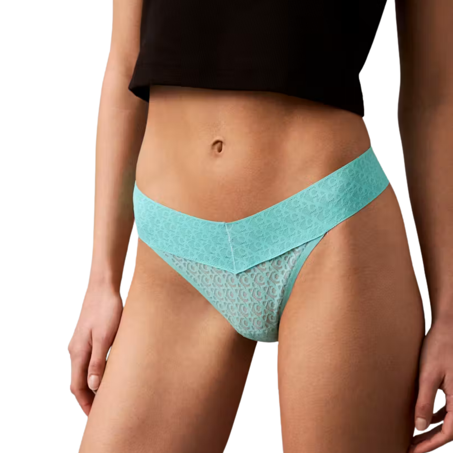Tanga de Encaje con Logotipo de Icono Calvin Klein