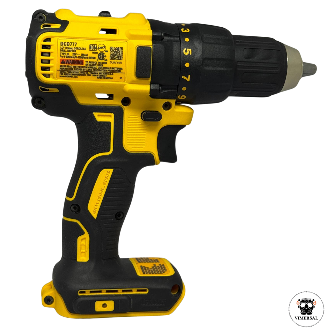 Taladro Atornillador Inalámbrico sin Escobillas (Brushless) de 20V MAX (DCD777) Seminuevo.