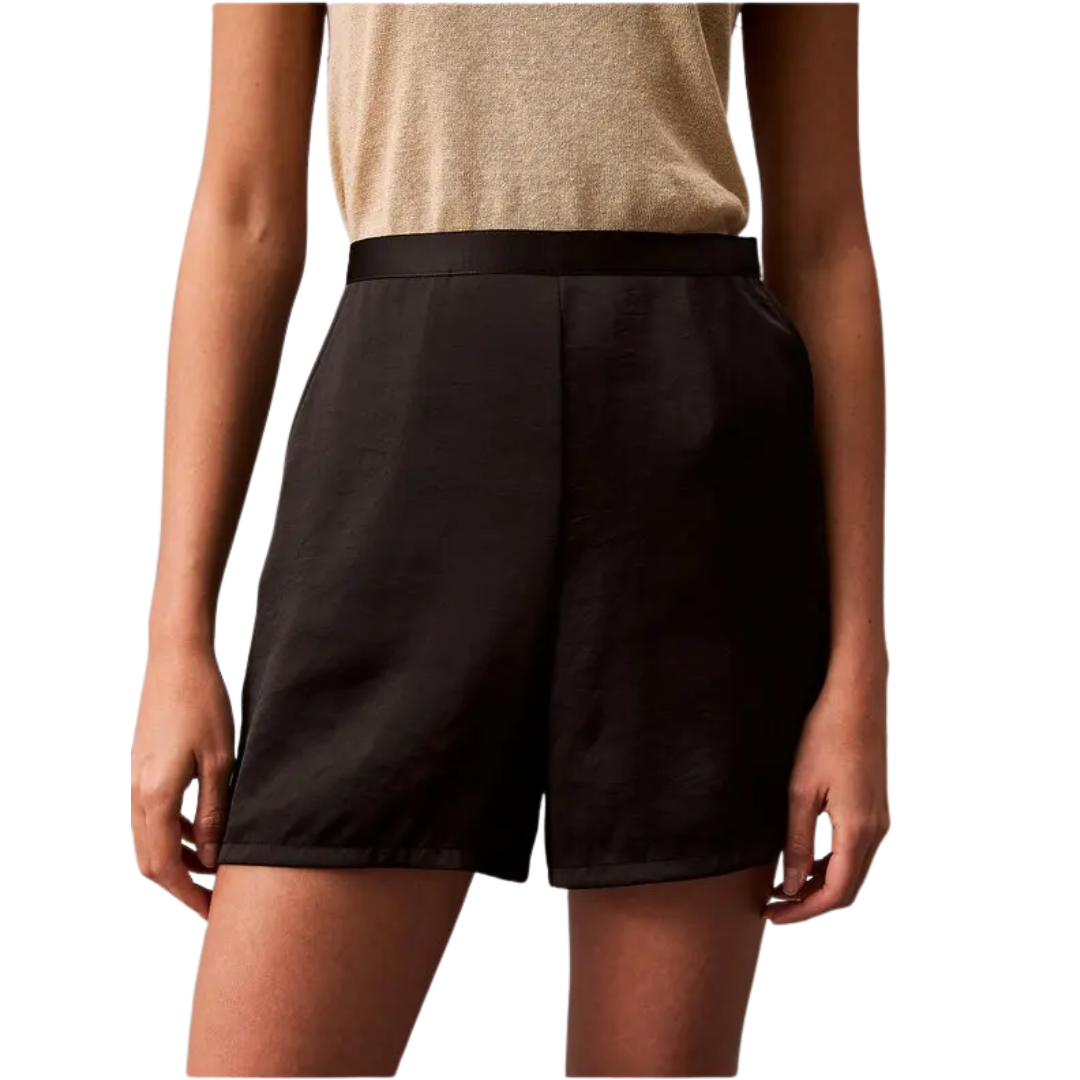 Shorts Tiro Alto de Satén Arrugado