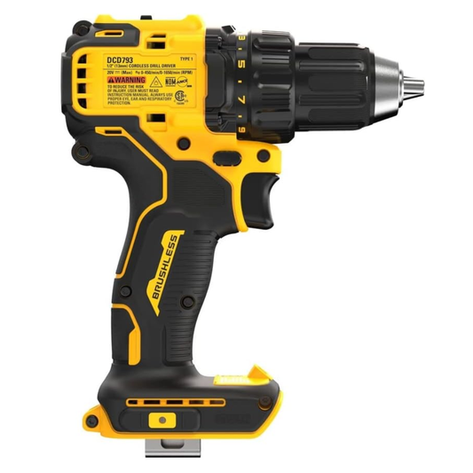 Taladro Atornillador Compacto Inalámbrico DEWALT, solo herramienta sin batería ni cargador (DCD793B)